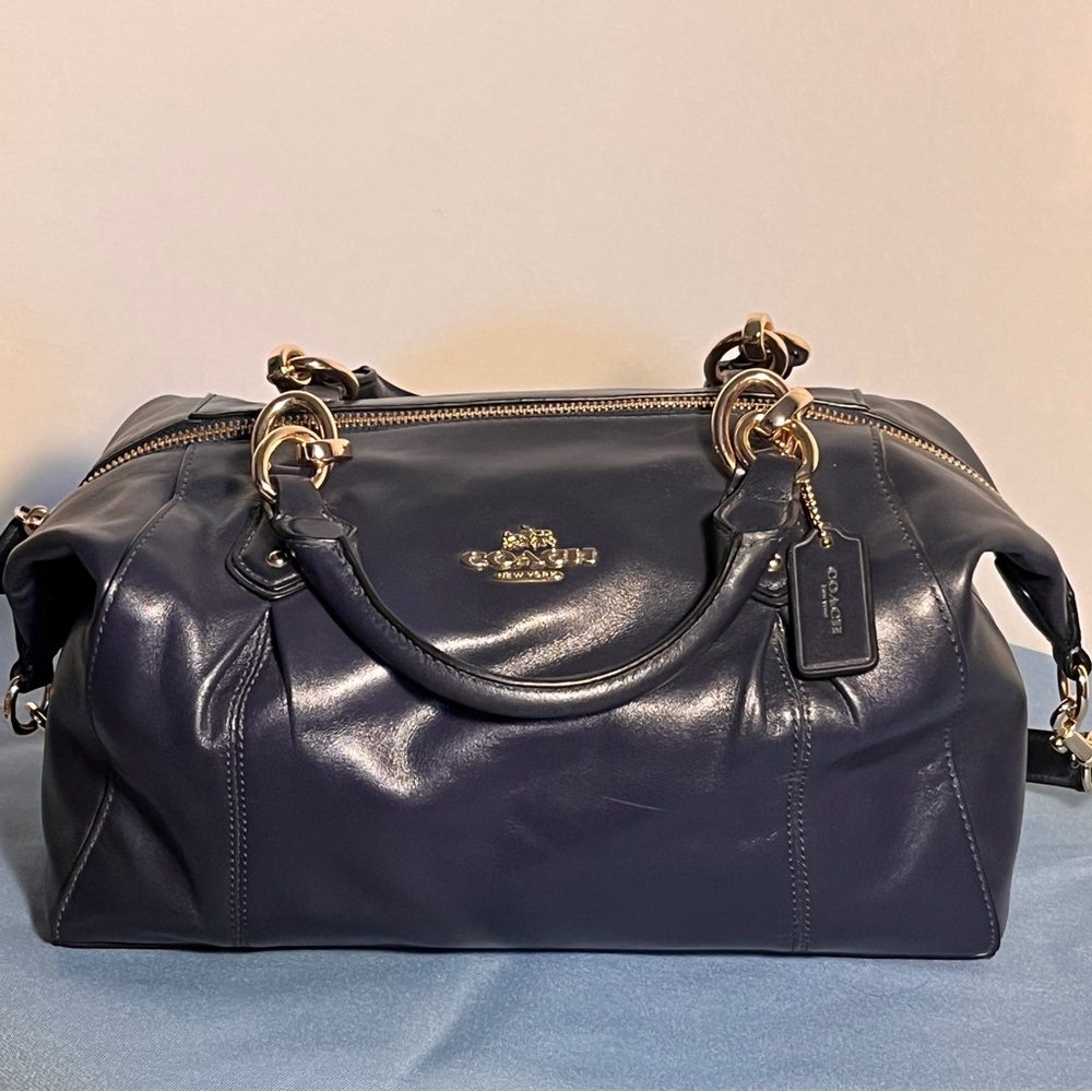 Coach Colette Leather Satchel in Midnight F33806
